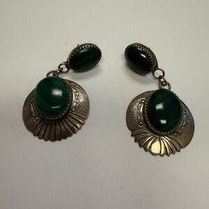 Elegant Green and Silver Earrings